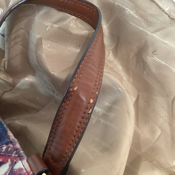 TOMMY Bahama Cotton Linen Tote w Pockets & Leather Handles - Picture 11 of 16